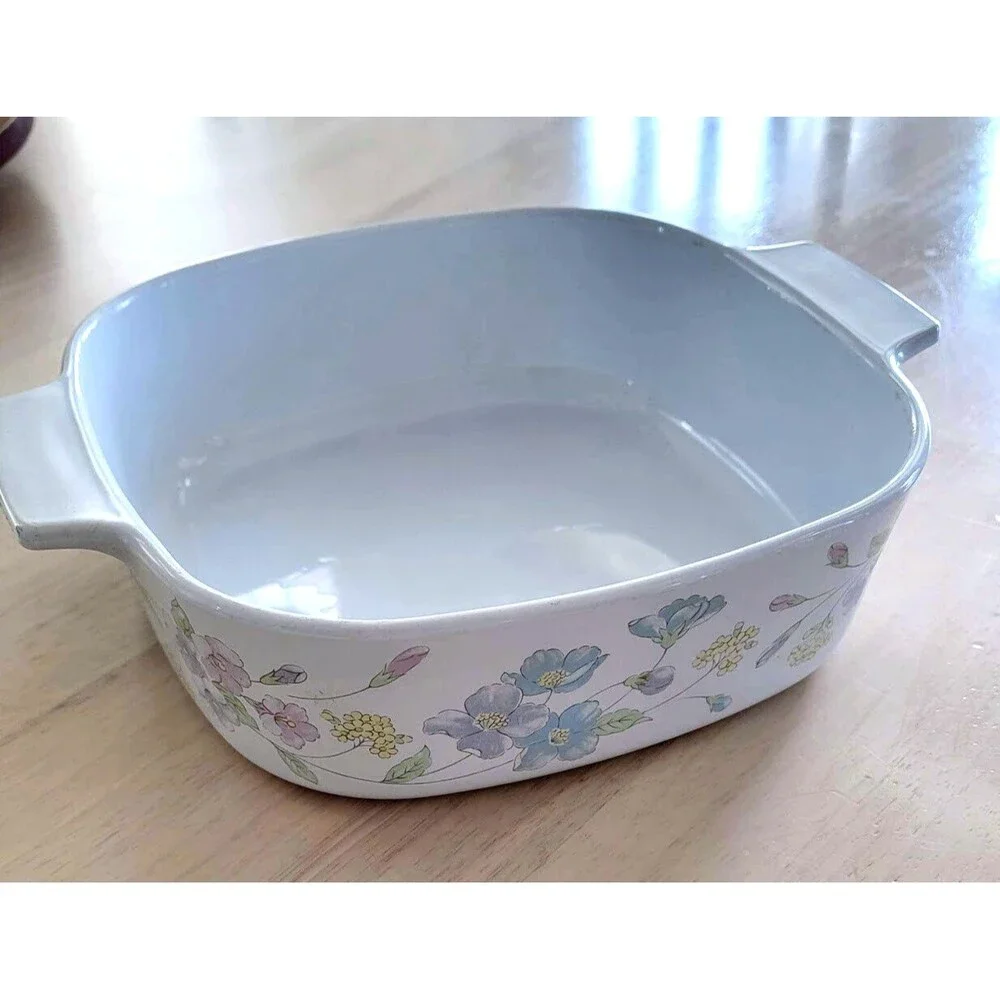 VINTAGE CORNING WARE Casserole Dish Floral PASTEL BOUQUET NO LID